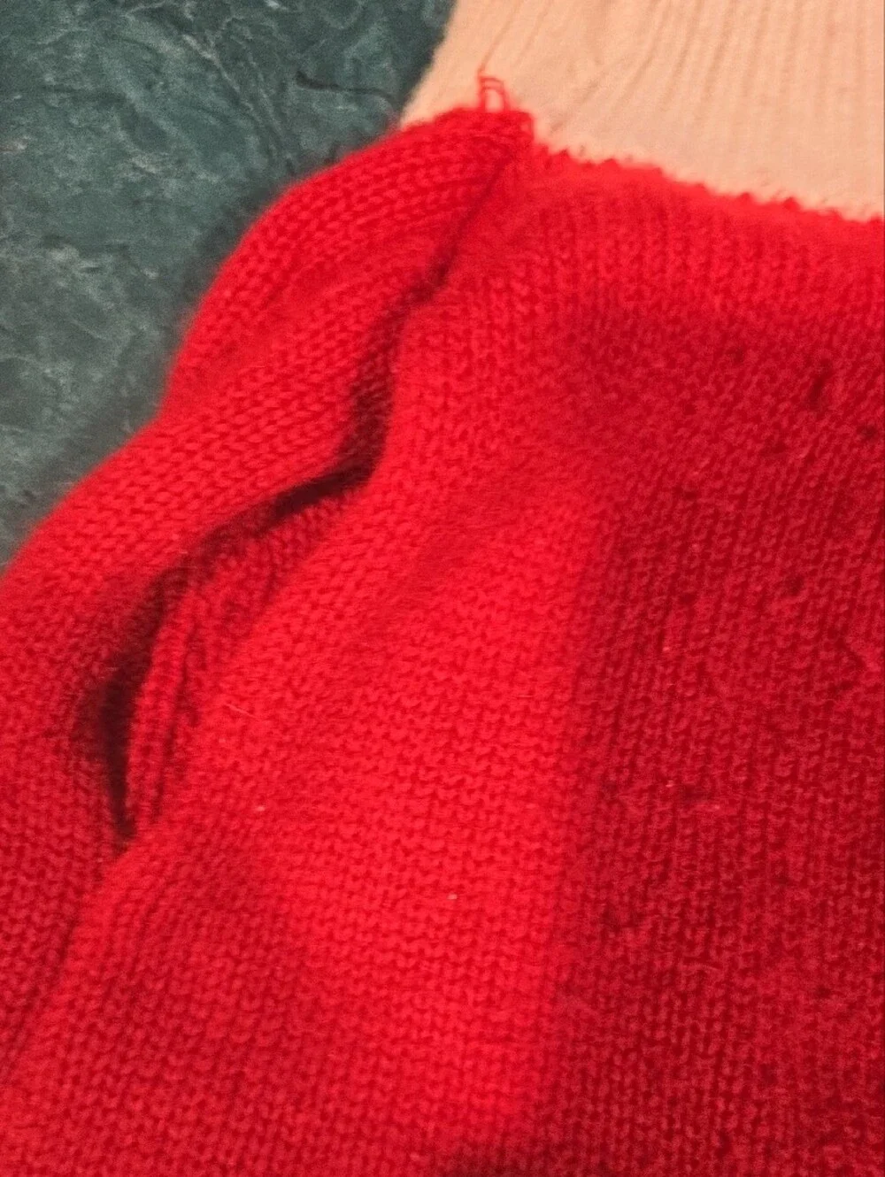Red Cable Knit Dog Sweater with Cream Trim